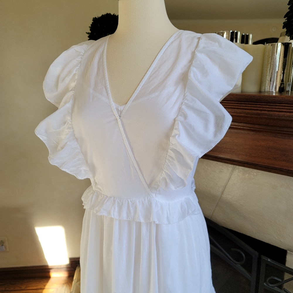 New! J Crew sz M Ruffle-sleeve White Cotton Voile Summer Midi Dress NWT - Picture 5 of 7